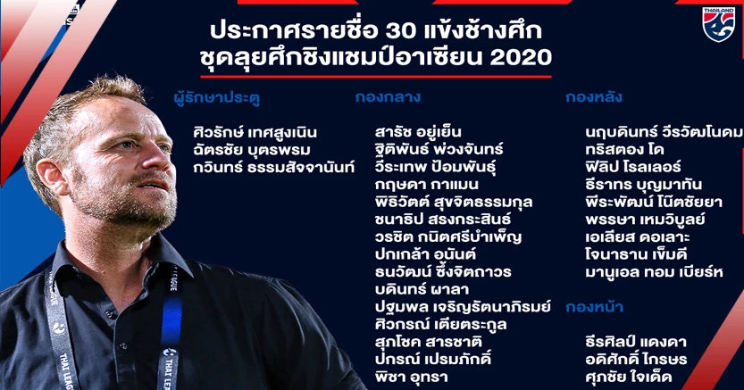 ดาวดังมาครบ!ทีมชาติไทยประกาศ30แข้งล่าแชมป์ซูซูกิคัพ