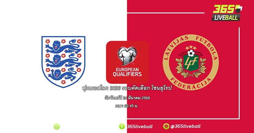 ทีมชาติอังกฤษ (1) vs ทีมชาติลัตเวีย (2)