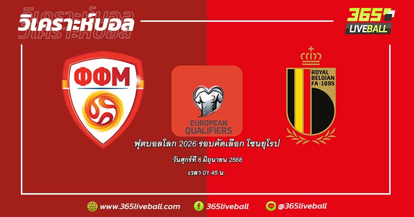 ทีมชาติมาซิโดเนียเหนือ (1) vs ทีมชาติเบลเยียม (5)