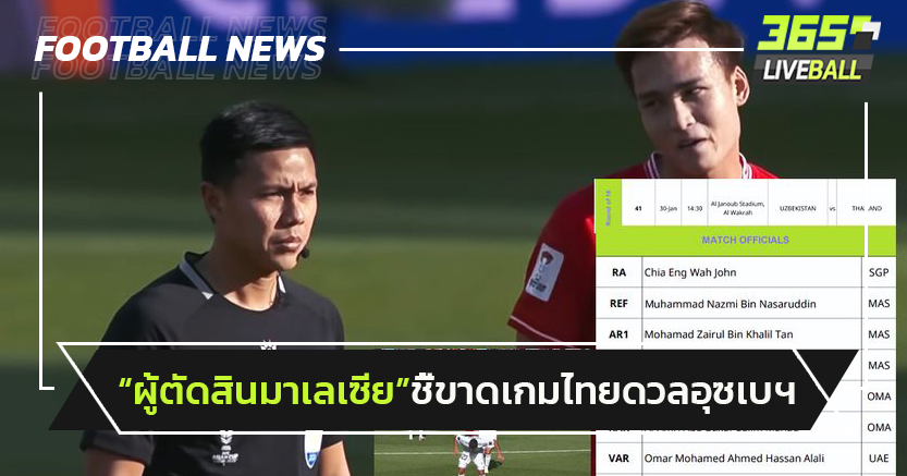 "ผู้ตัดสินมาเลเซีย"ชี้ขาดเกมไทย-อุซเบฯ16ทีมเอเชียนคัพ